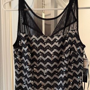R&M Richards Black and Silver Sequin Dress